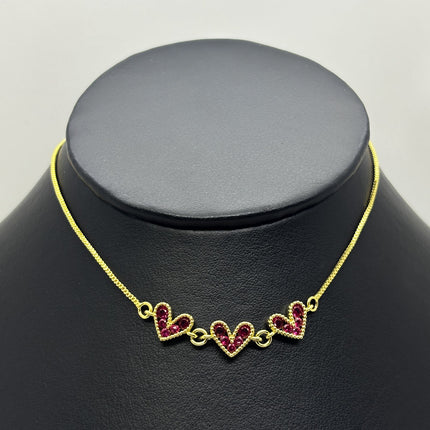 #GOL178 - Gargantilla De Corazones Oro Laminado 18k - LB025/