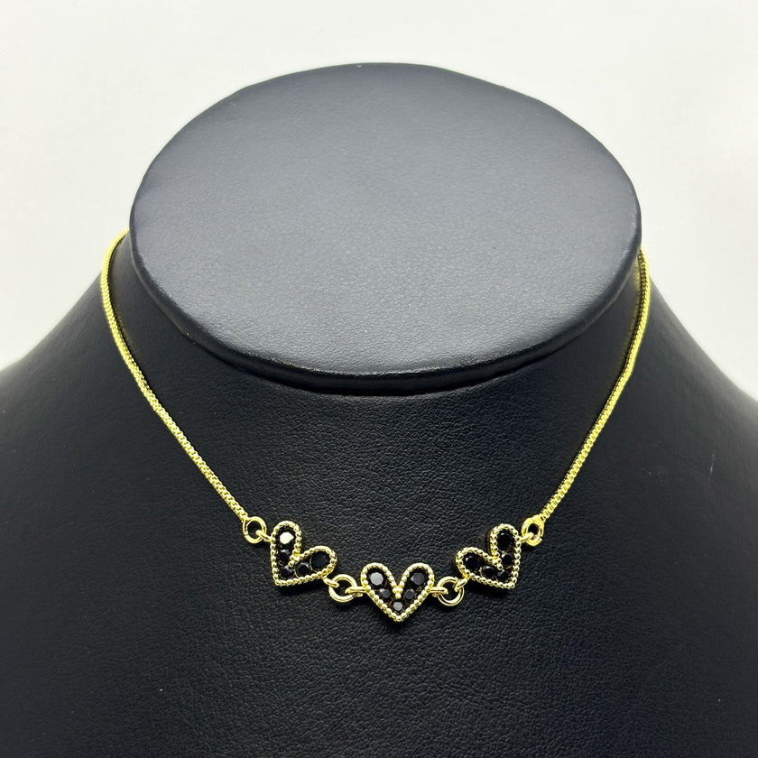 #GOL178 - Gargantilla De Corazones Oro Laminado 18k - LB025/