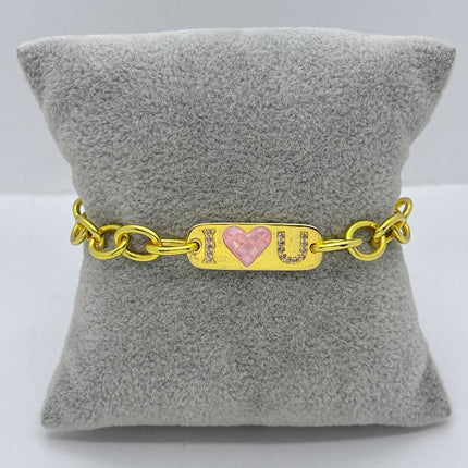 #PAL133 - Pulsera I Love U Acero Laminado 18k - LA040/