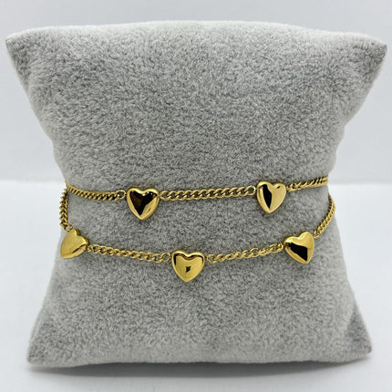 #PAL194 - Pulsera De Corazones De Oro Laminado 18k - LA030/