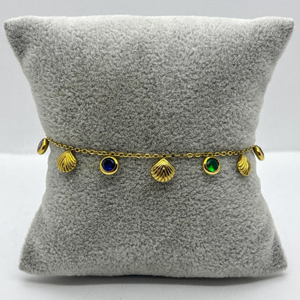 #PAL189 - Pulsera De Conchas Acero Laminado 18k - LB025/