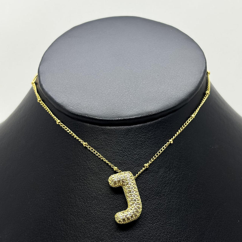 #GOL163 - Gargantilla De Letra Con Piedra Zirconia De Oro Laminado 18k - LB030/