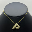 #GOL163 - Gargantilla De Letra Con Piedra Zirconia De Oro Laminado 18k - LB030/