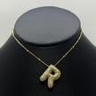 #GOL163 - Gargantilla De Letra Con Piedra Zirconia De Oro Laminado 18k - LB030/