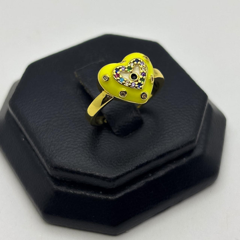 #AOL176 - Anillo De Corazón Esmaltado De Oro Laminado 18k - LA030/