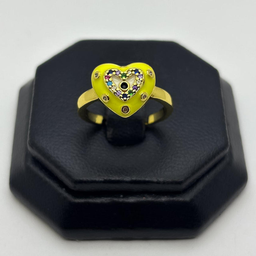 #AOL176 - Anillo De Corazón Esmaltado De Oro Laminado 18k - LA030/