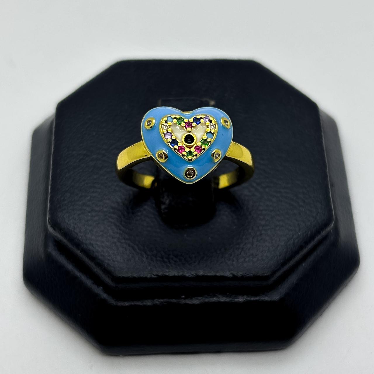 #AOL176 - Anillo De Corazón Esmaltado De Oro Laminado 18k - LA030/