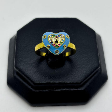 #AOL176 - Anillo De Corazón Esmaltado De Oro Laminado 18k - LA030/