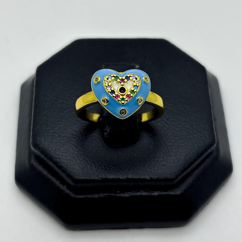 #AOL176 - Anillo De Corazón Esmaltado De Oro Laminado 18k - LA030/