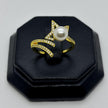 #AOL175 - Anillo Con Perla Sintetica y Piedra Zirconia De Oro Laminado 18k - LA025/
