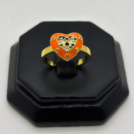 #AOL176 - Anillo De Corazón Esmaltado De Oro Laminado 18k - LA030/