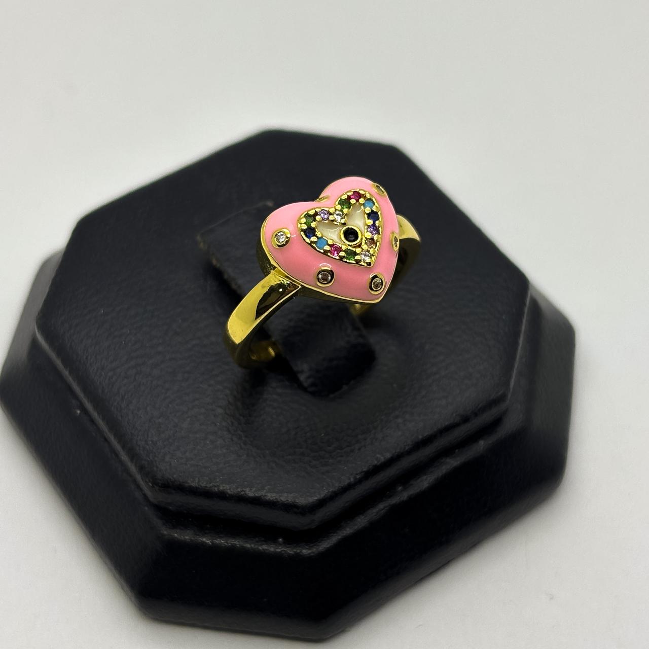 #AOL176 - Anillo De Corazón Esmaltado De Oro Laminado 18k - LA030/