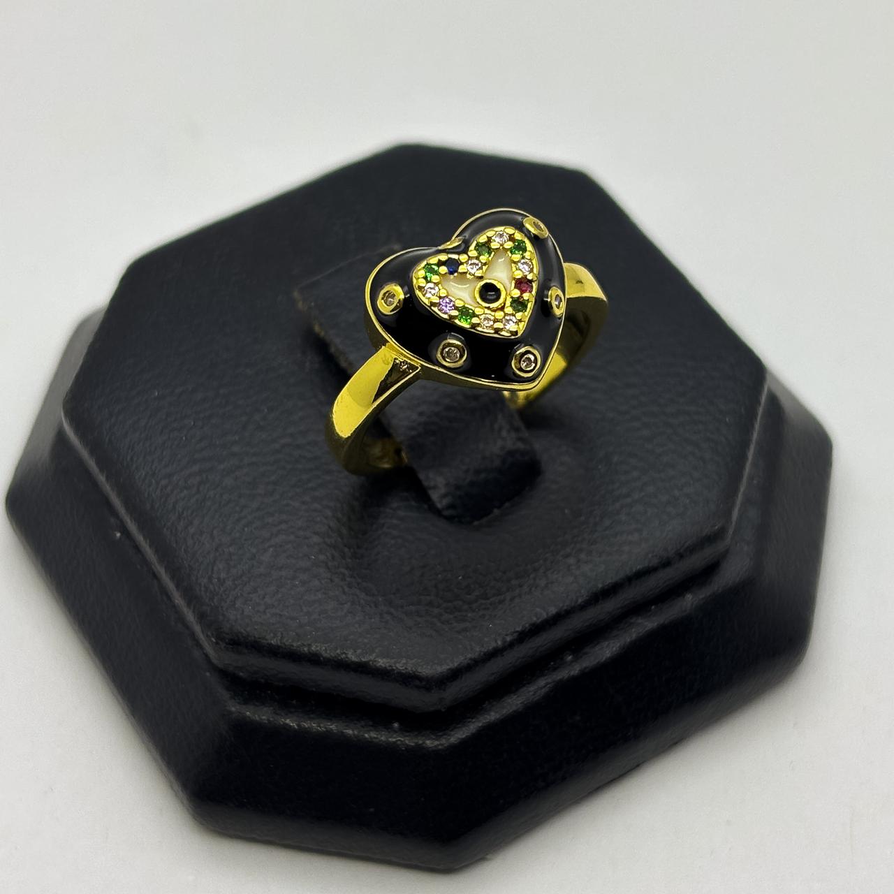 #AOL176 - Anillo De Corazón Esmaltado De Oro Laminado 18k - LA030/
