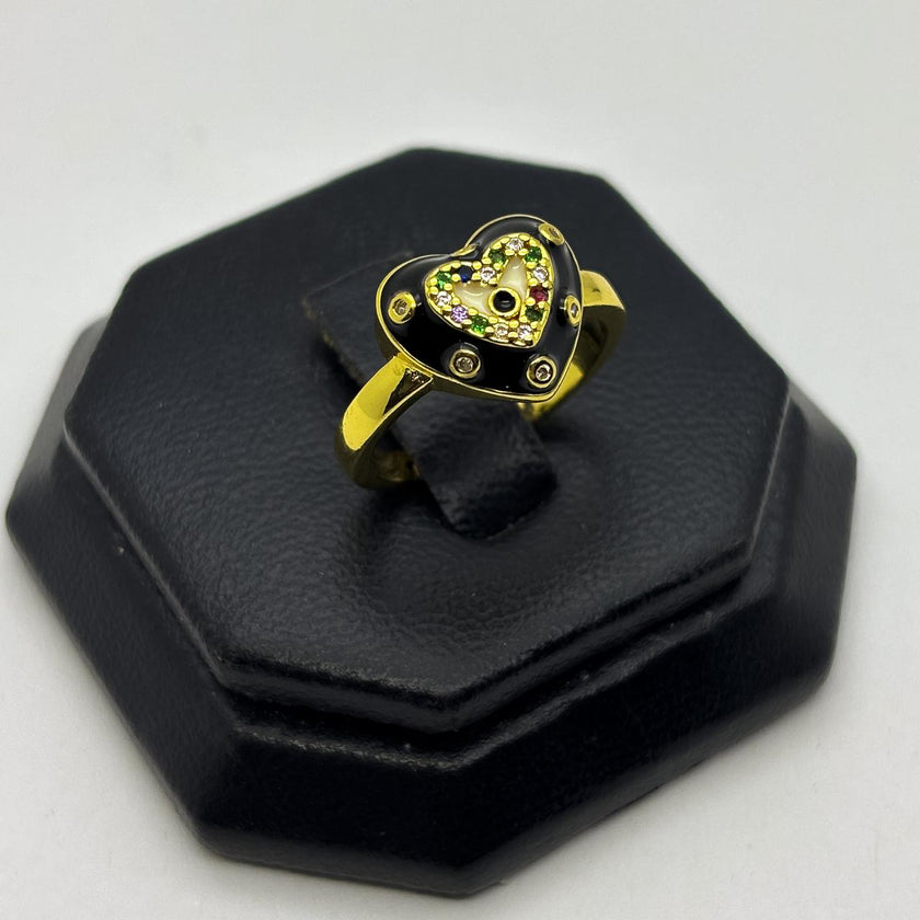 #AOL176 - Anillo De Corazón Esmaltado De Oro Laminado 18k - LA030/