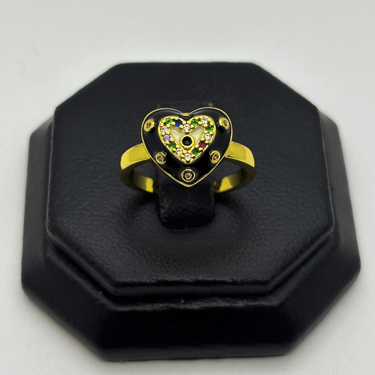 #AOL176 - Anillo De Corazón Esmaltado De Oro Laminado 18k - LA030/