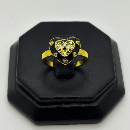 #AOL176 - Anillo De Corazón Esmaltado De Oro Laminado 18k - LA030/