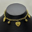 #GOL221 - Gargantilla Con Colgantes De Corazón y Rosa De Acero Laminado 18k - LA055/