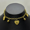 #GOL221 - Gargantilla Con Colgantes De Corazón y Rosa De Acero Laminado 18k - LA055/