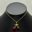 #GOL171 - Gargantilla De Cerezas Con Piedra Zirconia De Acero Laminado 18K - LA025/