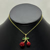 #GOL171 - Gargantilla De Cerezas Con Piedra Zirconia De Acero Laminado 18K - LA025/