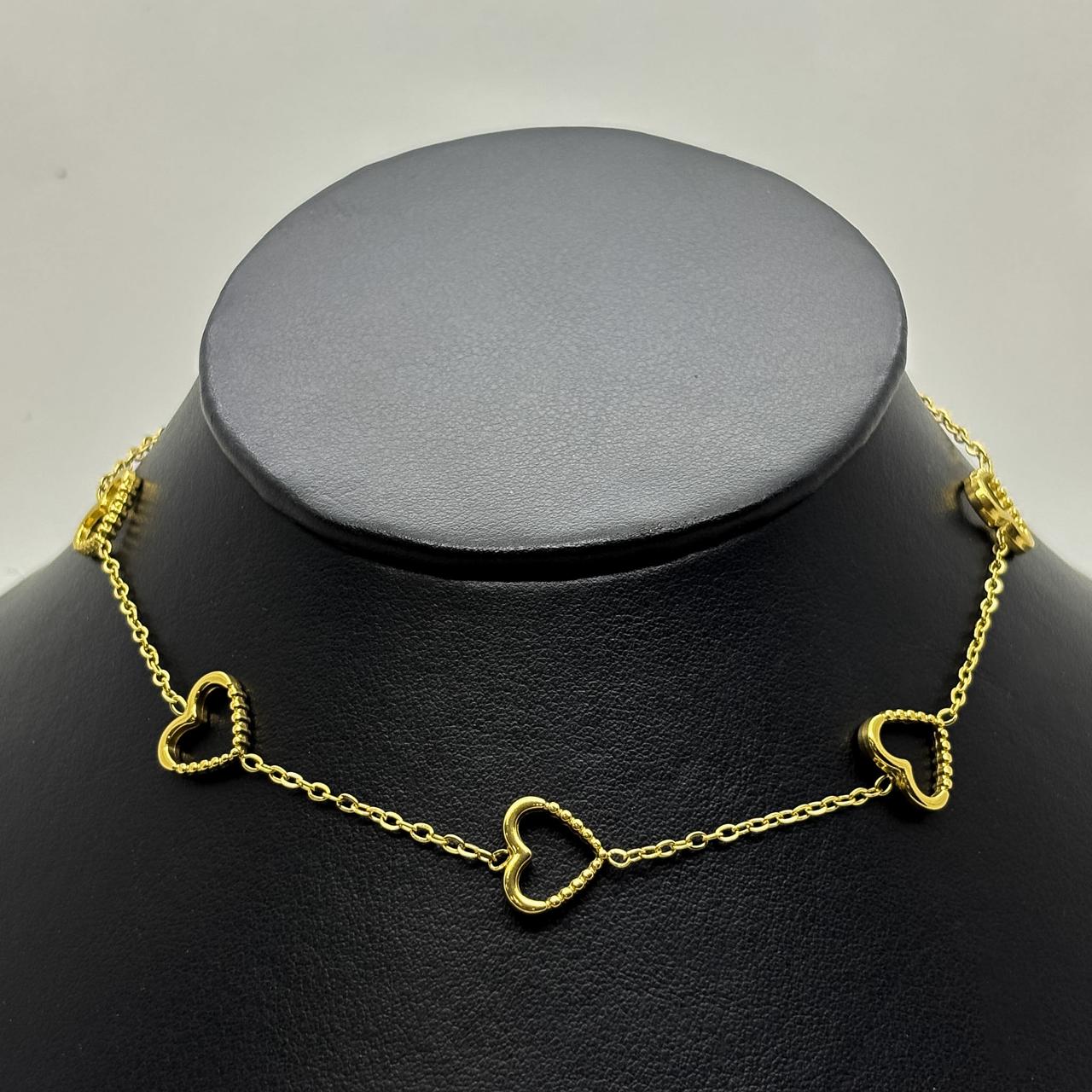 #GOL170 - Gargantilla De Corazones De Oro Laminado 18k - LA025/