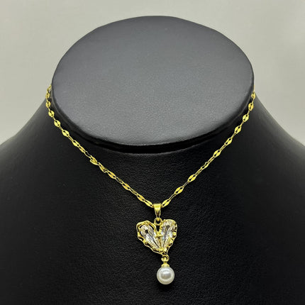#GOL173 - Gargantilla De Corazon y Perla De Oro Laminado 18k - LA025/