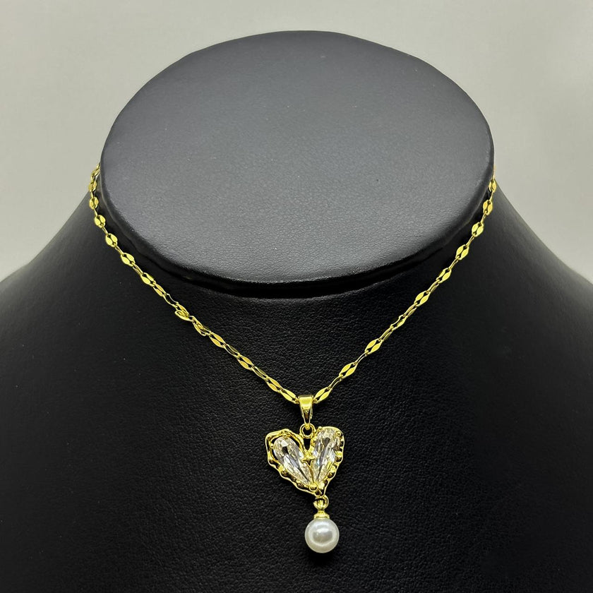 #GOL173 - Gargantilla De Corazon y Perla De Oro Laminado 18k - LA025/