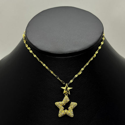 #GOL190 - Gargantilla De Estrella De Acero Laminado 18k - LA025/