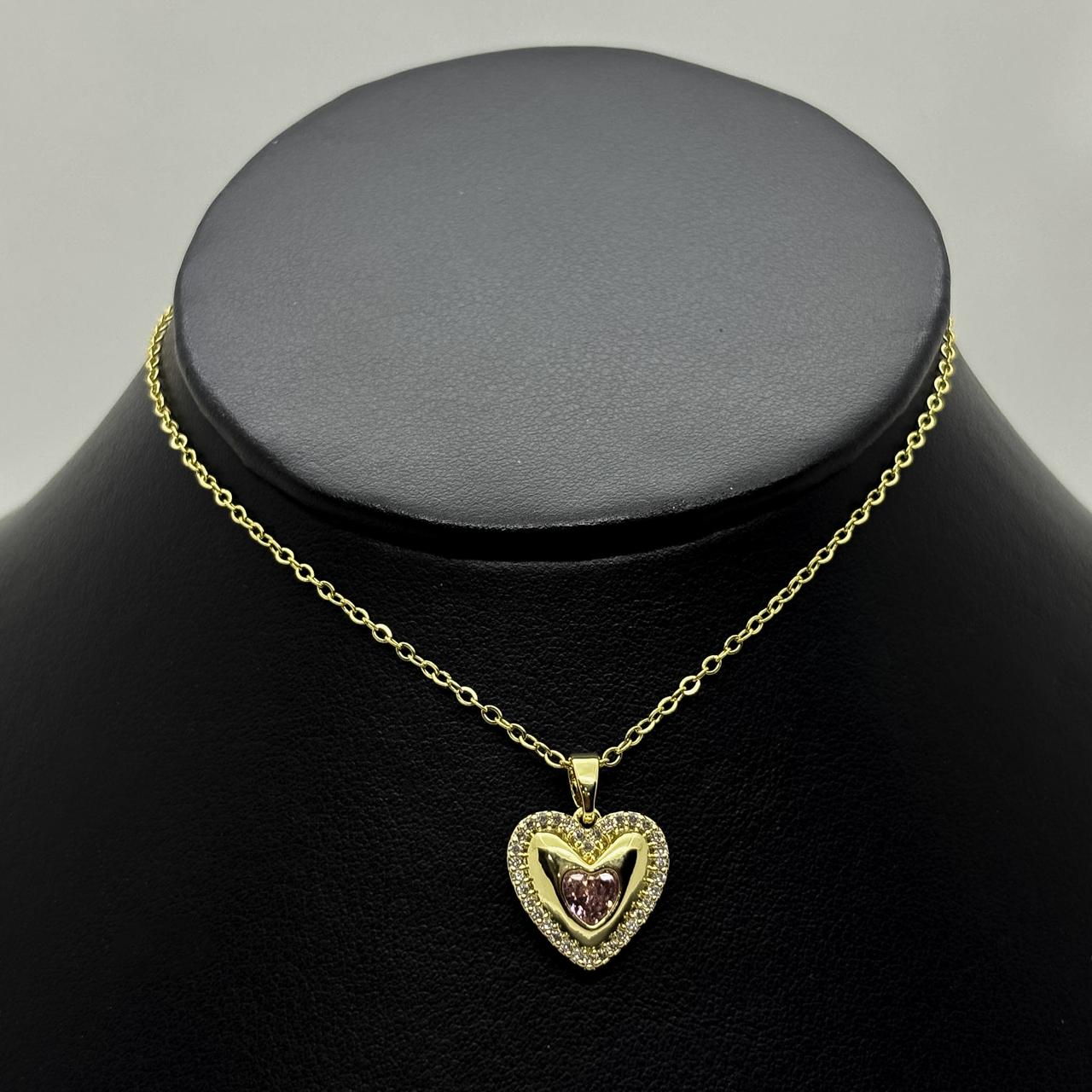 #GOL193 - Gargantilla De Corazón Medio Bombacho De Acero Laminado 18k - LA025/