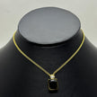 #GOL201 - Gargantilla Con Piedra Negra De Acero Laminado 18k - LB025/