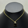 #GOL201 - Gargantilla Con Piedra Negra De Acero Laminado 18k - LB025/
