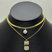 #GOL203 - Garganilla Doble Con Dije De Perla Y Love De Acero Laminado 18k - LA030/