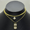 #GOL203 - Garganilla Doble Con Dije De Perla Y Love De Acero Laminado 18k - LA030/
