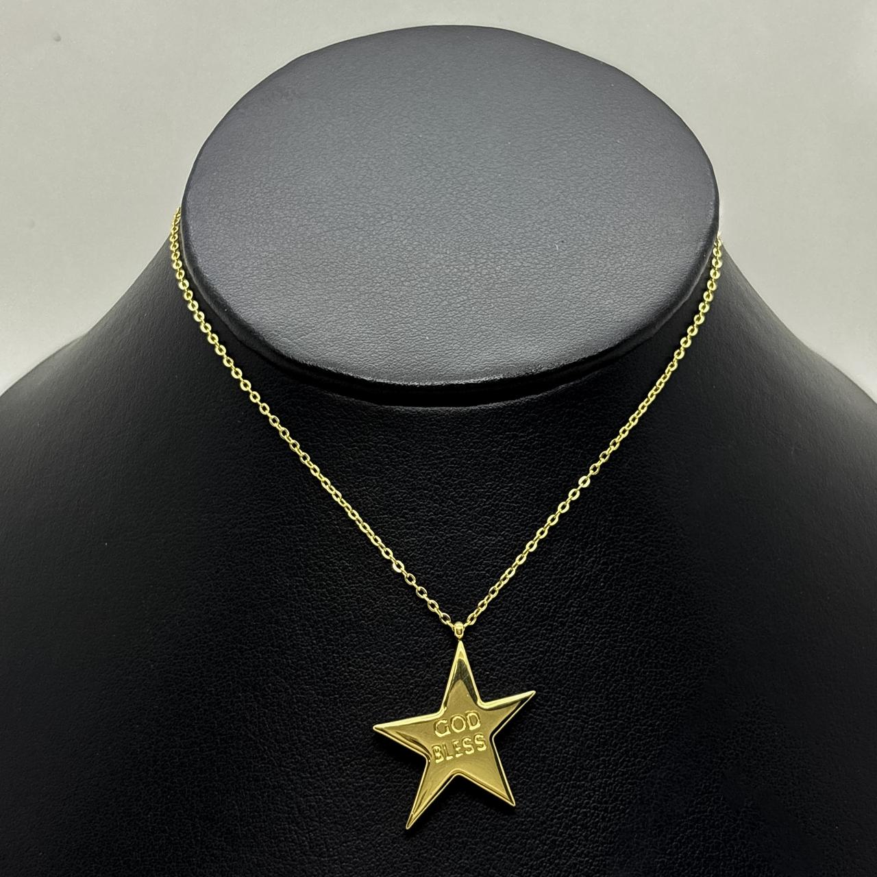 #GOL197 - Gargantilla De Estrella God Bless De Oro Laminado 18k - LA020/