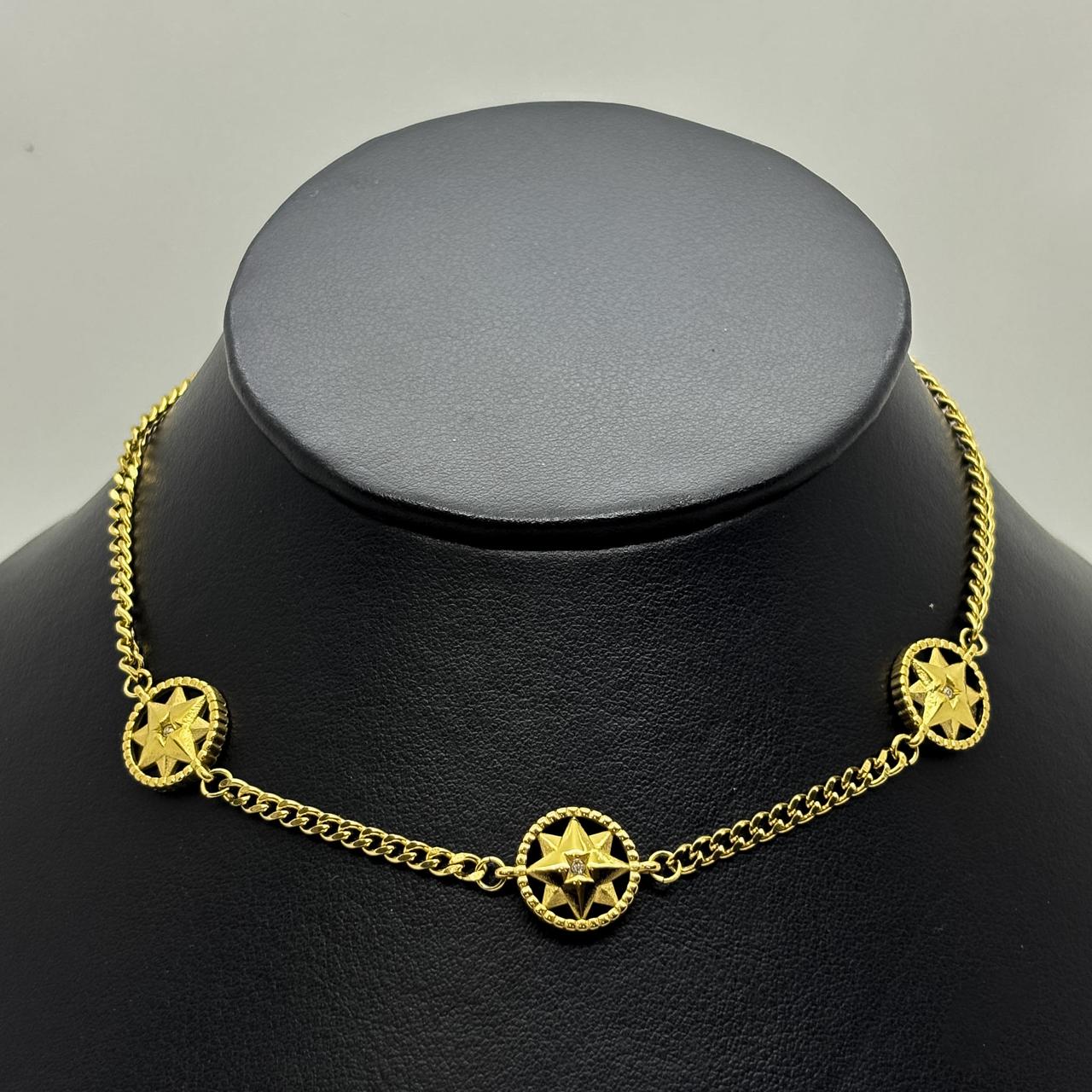 #GOL198 - Gargantilla Con Tres Circulos De Acero Laminado 18k - LA025/