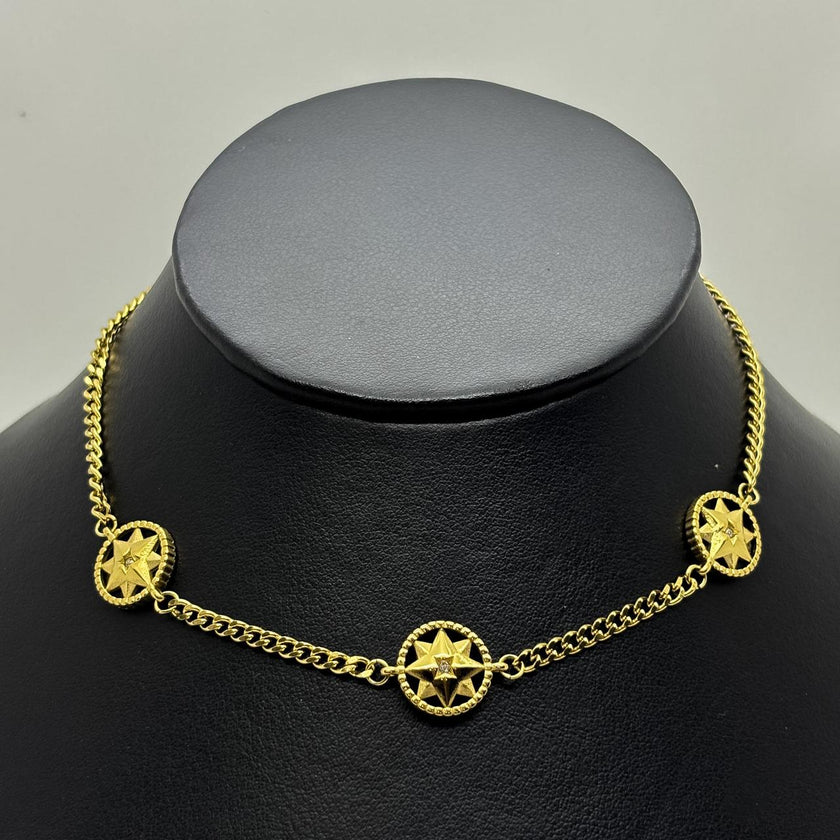 #GOL198 - Gargantilla Con Tres Circulos De Acero Laminado 18k - LA025/
