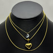 #GOL225 - Gargantilla Triple Con Corazones De Acero Laminado 18k - LB050/