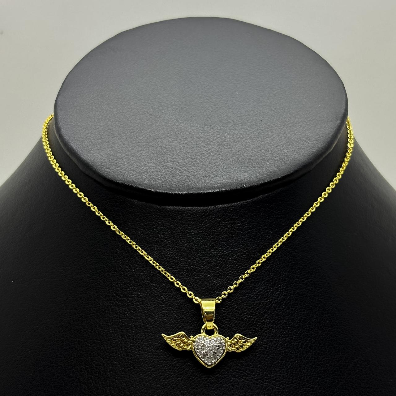 #GOL212 - Gargantilla De Corazón Con Alas De Oro Laminado 18k - LA025/