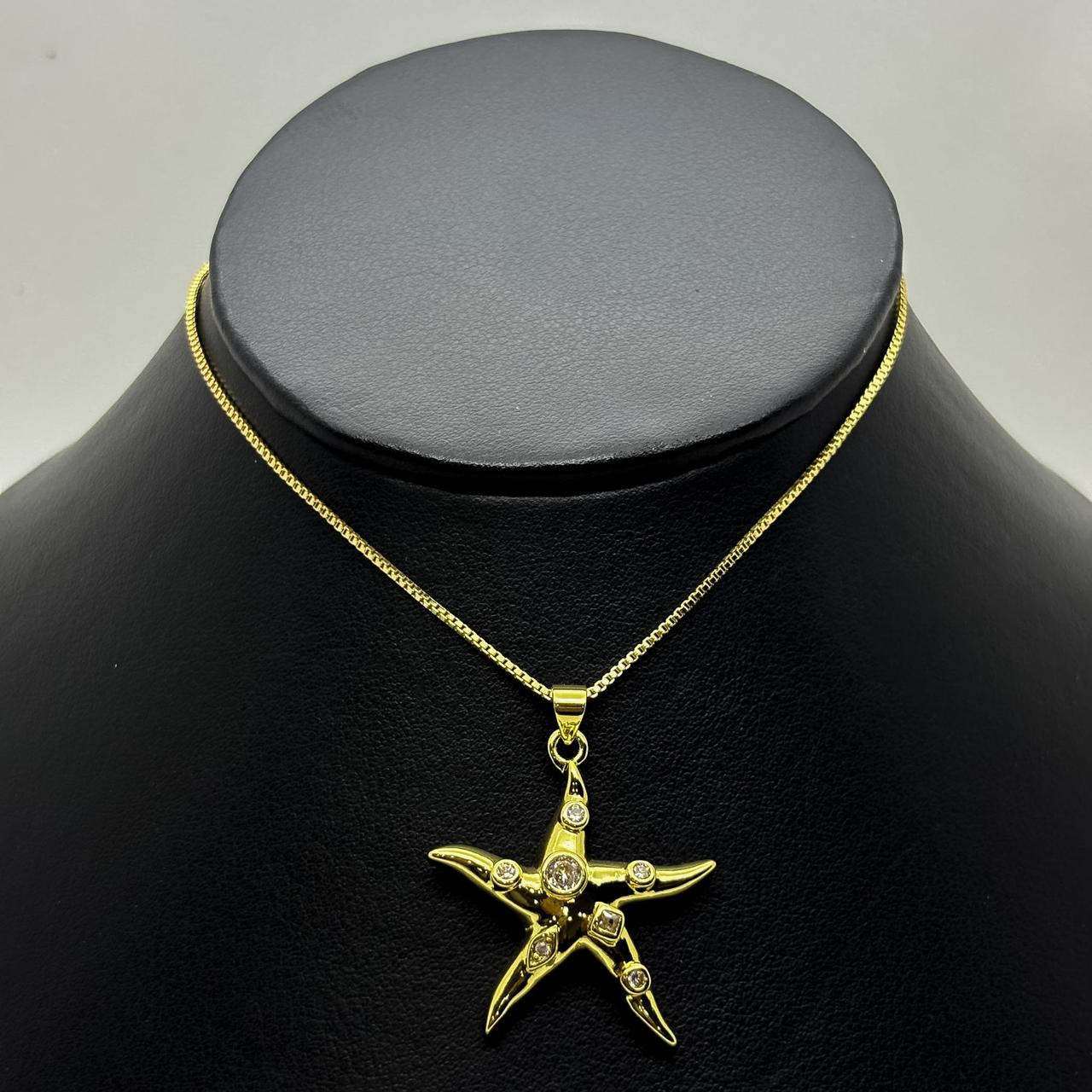 #GOL209 - Gargantilla De Estrella De Mar Con Piedra Zirconia De Oro Laminado 18k - LA030/