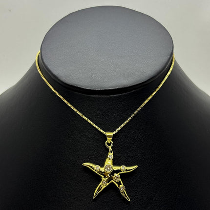 #GOL209 - Gargantilla De Estrella De Mar Con Piedra Zirconia De Oro Laminado 18k - LA030/