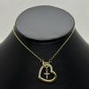 #GOL213 - Gargantilla De Corazón Con Cruz De Oro Laminado 18k - LB025/