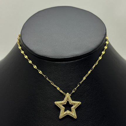 #GOL217 - Gargantilla De Estrella De Acero Laminado 18k - LB025/
