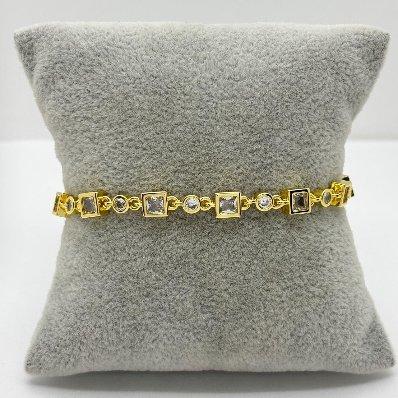 #PAL221 - Pulsera De Oro Laminado 18k Con Piedra Zirconia - LB060/