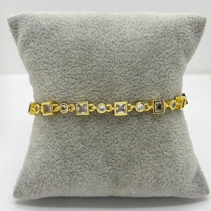#PAL221 - Pulsera De Oro Laminado 18k Con Piedra Zirconia - LB060/
