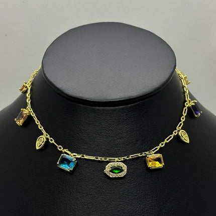 #GOL216 - Gargantilla Con Piedras Zirconia De Oro Laminado 18k - LB055/