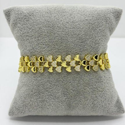 #PAL217 - Pulsera De Corazones De Oro Laminado 18k - LA065/