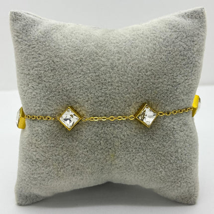 #PAL224 - Pulsera Con Cuadrados Acero Laminado 18k - LB035/