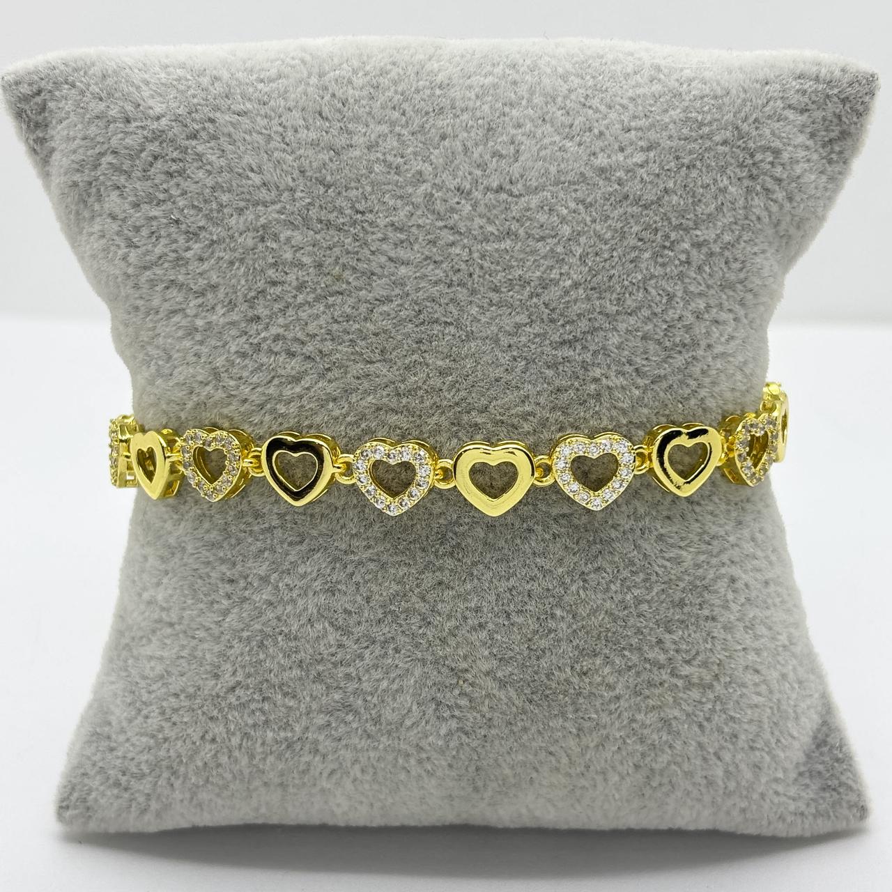 #PAL218 - Pulsera De Corazones De Oro Laminado 18k - LA065/