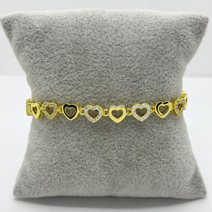 #PAL218 - Pulsera De Corazones De Oro Laminado 18k - LA065/