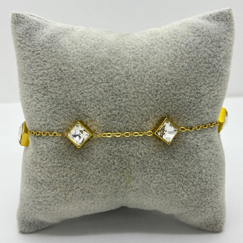 #PAL224 - Pulsera Con Cuadrados Acero Laminado 18k - LB035/